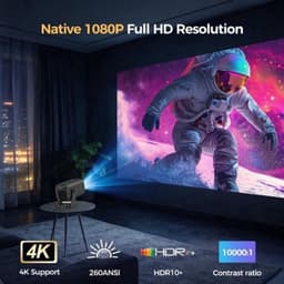 Mini Beamer Native 1080P - 260 ANSI Lumen - LCD - Draagbaar - Thuisbioscoop - Projector — thumbnail 3