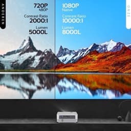 Beamer Draagbaar - 1920 x 1080 Full HD WiFi Bluetooth - 8000 Lumen LCD LED - Voor Thuisbioscoop En Entertainment — thumbnail 3