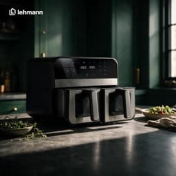 Heteluchtfriteuse XXL - 9 Liter Inhoud - 2400 W Vermogen - Dubbele Kamer - Zilver - Voor Bakken En Grillen — thumbnail 1