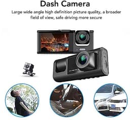 Dash Camera, 1080p Full HD 3 -weg Drievoudige Autocameraforder met 170 ° Groothoek Binnen en Buiten de CAR DVR voor Veilig Rijden — thumbnail 2