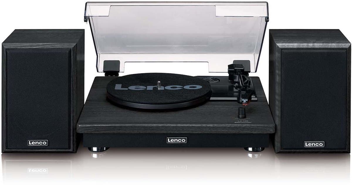 Lenco Platenspeler met Bluetooth - 2 externe Speakers - LS-100BK - Zwart — afbeelding 1