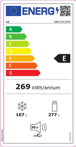 LG GBB72MCDMN koel-vriescombinatie Vrijstaand 384 l E Zwart — thumbnail 2