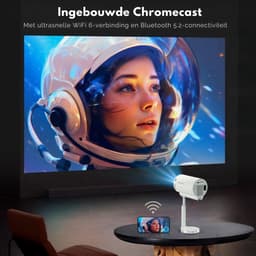 Lumora® Pro Mini Beamer 2026 – Alles-in-één Smart TV Projector – 4K Ultra HD – Android 13 – WiFi 6 & Bluetooth 5.4 – Voor iOS & Android – Inclusief in hoogte verstelbare standaard – Wit — thumbnail 3