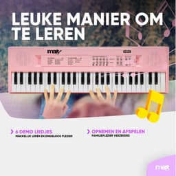 Keyboard Piano - MAX KD54 Keyboard met 54 toetsen - Kinder piano - Oplaadbare accu - Roze — thumbnail 3