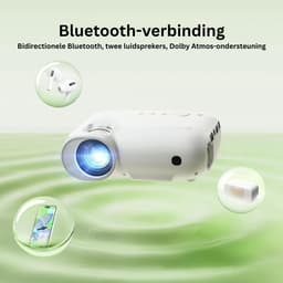 White-Label® Mini Beamer - Film Projector met Bluetooth - Draagbare Beamer - 4K Kwaliteit - Wit — thumbnail 4