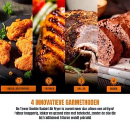 Thuys – Dubbele Airfryer – Heteluchtfriteuse – Duo Airfryer – 11 L – 38 x 28 x 31cm – Zwart — thumbnail 5