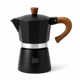 Adore Maison Barista – Moka pot 6 Kops – Zwart met Houten Handvat – Traditionele Espressomaker voor Gas & Elektrisch — thumbnail 1