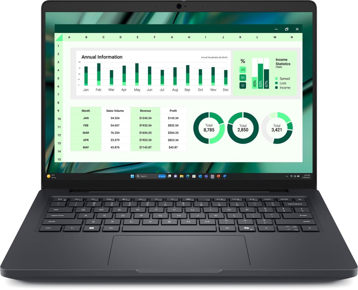 "DELL Pro Max 14 MC14250 Intel Core Ultra 7 265H Mobiel werkstation 35,6 cm (14"") Full HD+ 32 GB LPDDR5x-SDRAM 1 TB SSD NVIDIA RTX PRO 500 Blackwell Wi-Fi 7 (802.11be) Windows 11 Pro US International Zwart" — afbeelding 1