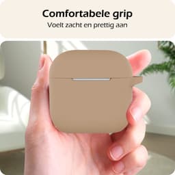 Hoesje - Geschikt voor Apple AirPods 4 - met Clip - Siliconen Hoes - Silicone Case Cover - Zand — thumbnail 4