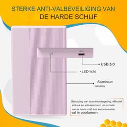 White-label Harde Schijf Extern - Draagbare - 500GB Opslag - Roze — thumbnail 4