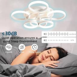 6 Cirkel Plafondventilator - Wit - 6 Snelheden - Dimbaar Met Afstandsbediening en APP - Moderne Smart Lamp Ventilator — thumbnail 4
