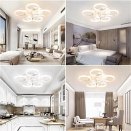 6 Cirkel Plafondventilator - Wit - 6 Snelheden - Dimbaar Met Afstandsbediening en APP - Moderne Smart Lamp Ventilator — thumbnail 3
