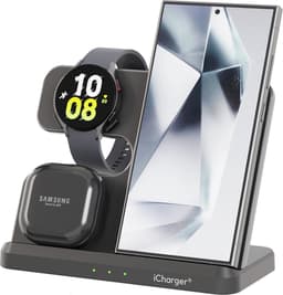 iCharger Samsungs Edition – 3-in-1 Draadloze Oplader – Snellader voor Samsung Galaxy Telefoon, Buds & Watch – Inclusief 25W Stekker – Modern Design & Veilig — thumbnail 5