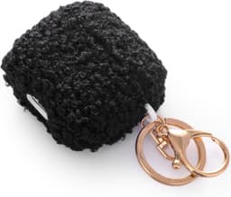 Casemania Hoesje Geschikt voor Apple AirPods 4 - Zwart - Schokbestendig Teddy Furr Cover met Ring & Sleutelhanger — thumbnail 5