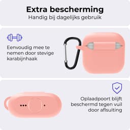 Hoesje - Geschikt voor Apple AirPods 4 - Siliconen Hoes met Clip - Silicone Case Cover - Lichtroze — thumbnail 4