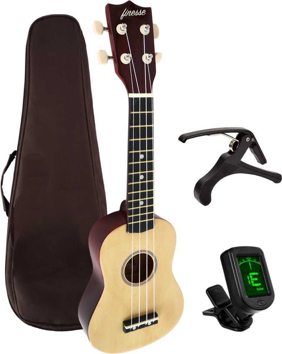 Finesse Ukelele - Starterset - 21" - Ukulele - Kind - Muziekinstrument - Houtkleurig — afbeelding 1