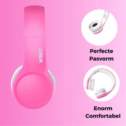 WiseQ Junior Kinderkoptelefoon met Draad – Koptelefoon Meisje – Koptelefoon Kind vanaf 3 Jaar – Hoofdtelefoon met Kabel – 85 dB Volumebegrenzer – Opvouwbaar – Met Stickers – Roze — thumbnail 5