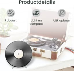 Purepeak LP Houder - Vinyl Rek - LP Standaard - Opbergsysteem - Platenhouder - Wit — thumbnail 3
