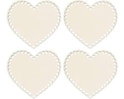 Mandbodem haken hartvorm blank hout - 4 stuks, breien haken opbergtas