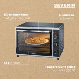 Bak-Toastoven met Convectiefunctie 1800 W Incl. Pizzasteen - Zilver/Zwart - 2058 Wacht Mee — thumbnail 3