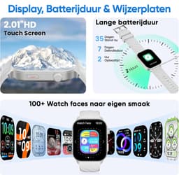 Synyq Axis GPS Smartwatch Dames en Heren - GPS 5 satellieten - Waterdicht - Belfunctie - Stappenteller - Hartslagmeter - Slaapmonitor - Multisport - Geschikt voor Android en iOS - Zilver — thumbnail 5