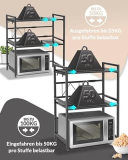 Magnetronrek Keukenrek Staand Dubbelzijdig Staal (3-laags) – Verstelbare Plank voor Voorraad en Bakken — thumbnail 5