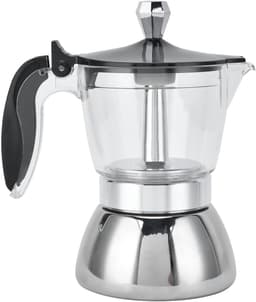 Hob Modern Clear Percolator - Stainless Steel Italian Glass - 4 Cups - Coffee Maker - Stove Mokapot - Keukenbenodigdheden — thumbnail 5