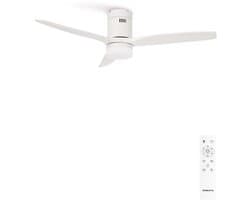 CREATE - Plafondventilator 40W silent Ø132 cm - Met Verlichting drie temperaturen - Met Afstandsbediening - 6 Snelheden - Timer - Zomer/Winter functie - Wit - WIND CALM