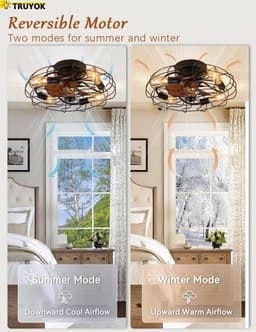 Plafondventilator met Verlichting - Ventilator voor Slaapkamer - Air Cooler met Afstandsbediening — thumbnail 5