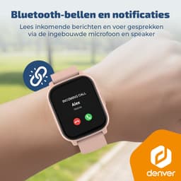 Denver Smartwatch - Android iOS - Notificaties - Sporthorloge - Hartslagmeter - Saturatiemeter - Slaapmonitor - SWC184RO - Roze — thumbnail 2