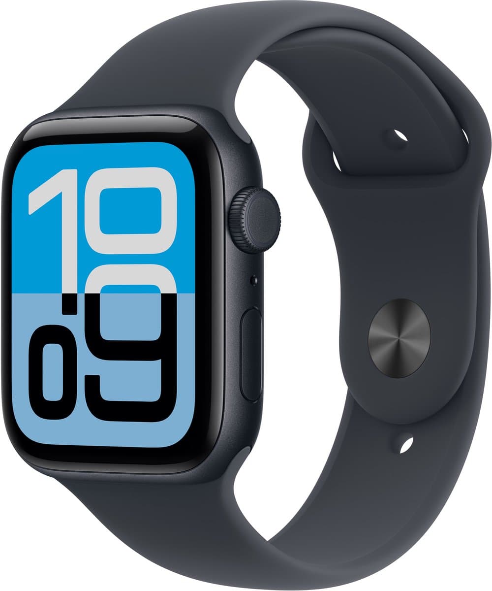 Apple Watch SE 3 GPS + Cellular 44mm aluminium zwart en sportband zwart (middernacht) - maat M/L — afbeelding 1