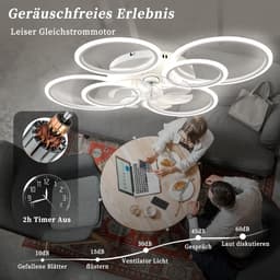 Plafondventilator met Dimbare LED Verlichting en 6 Snelheden, 100cm — thumbnail 3