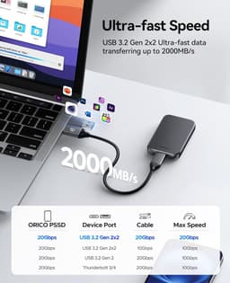 Externe SSD - Opslag Schijf - Snelle Data Transfer - 2000MB/s Leessnelheid - 2TB Opslag — thumbnail 5