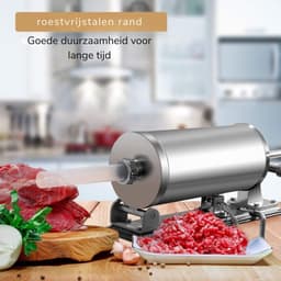 AMA® Worstenvuller - Worstenmaker - Worstenvul Machine - ‎43x10x12cm - Zilver — thumbnail 2