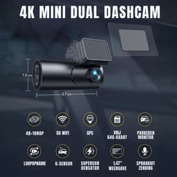 Aurixi® Dashcam voor Auto Voor en Achter - Dashcam - Zwart - 7cm x 3cm x 2cm — thumbnail 4