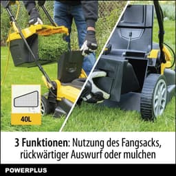 Elektrische Grasmaaier - Gazonmaaier Tuinmachine - Middelgrote Tuinen - Grasopvang Mulchen - 420 mm Maaibreedte - Geel — thumbnail 4