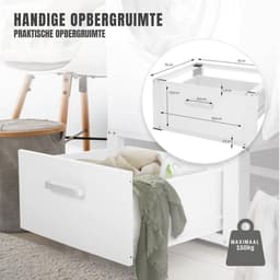 SAVI® Wasmachine Verhoger - Wasmachine Verhoger met Lade - Wasmachine Sokkel Met Laadcapaciteit tot 150 KG - Wit - 63cm x 54cm x 32cm — thumbnail 2