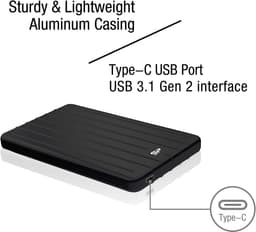 Robuuste Externe Draagbare SSD 256 GB - Supersnel USB 3.1 Gen 2 Type-C met Schokbestendige Behuizing — thumbnail 5