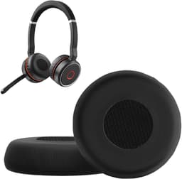 kwmobile 2x oorkussens geschikt voor Jabra Evolve 75 - Earpads voor koptelefoon in zwart — thumbnail 1