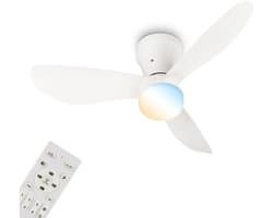 BRILONER Lufito - Plafondventilator met verlichting - LED plafondlamp met ventilator - ventilator lamp zomer- en wintermodus - dimbaar - CCT - Ø78cm - wit