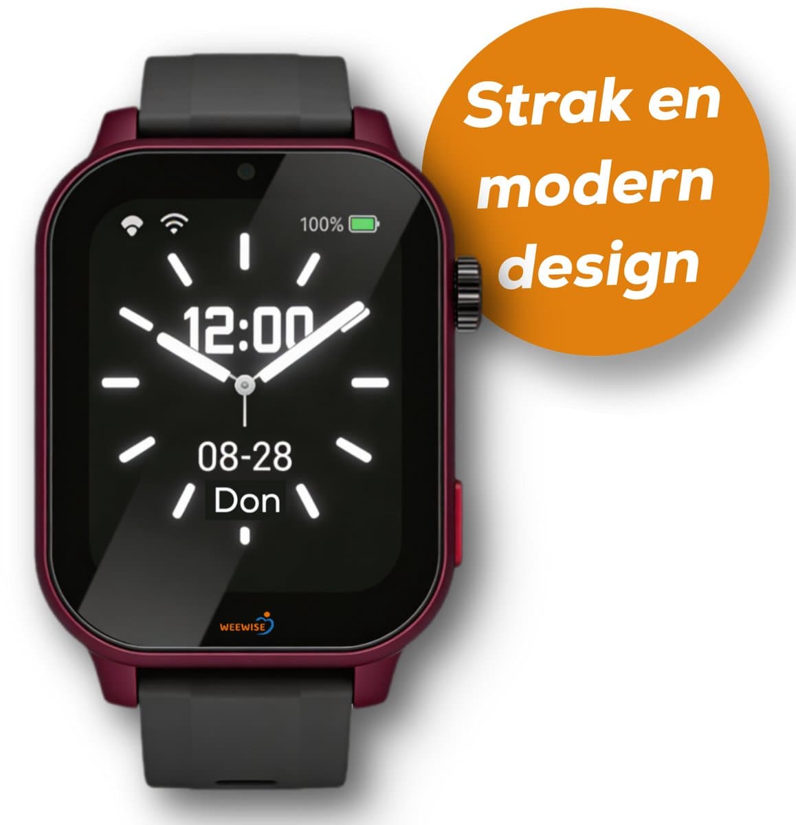 Weewise WS81 - GPS-horloge voor senioren - Valdetectie - SOS knop - GPS Tracker - GPS Horloge Ouderen - Alarm Horloge - SOS Horloge - Valdetectie - Alzheimer - Dementie - Alarmknop - Videobellen - Inclusief Simkaart & App- Rood — afbeelding 1