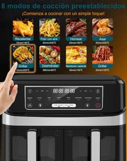 Heteluchtfriteuse XXL met 2 Kamers en Kijkvenster - 8in1 Smart Airfryer — thumbnail 5