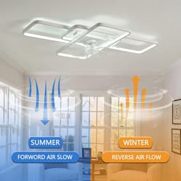 Moderne Rechthoekige Plafondventilator Met LED Verlichting Dimbaar Afstandsbediening Stille Slaapkamer Woonkamer — thumbnail 1