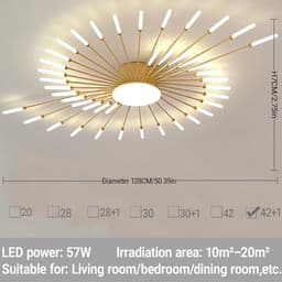 Moderne Dimmedbare LED Plafondlamp Goud/Zwart Design met Afstandsbediening — thumbnail 2