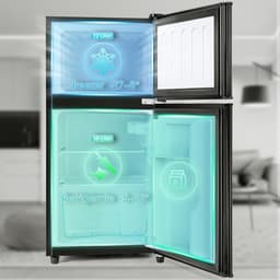 Koel-vriescombinatie - Dubbele deur - Compacte opslag - Energiezuinig model - 60 liter capaciteit - Zwart — thumbnail 3