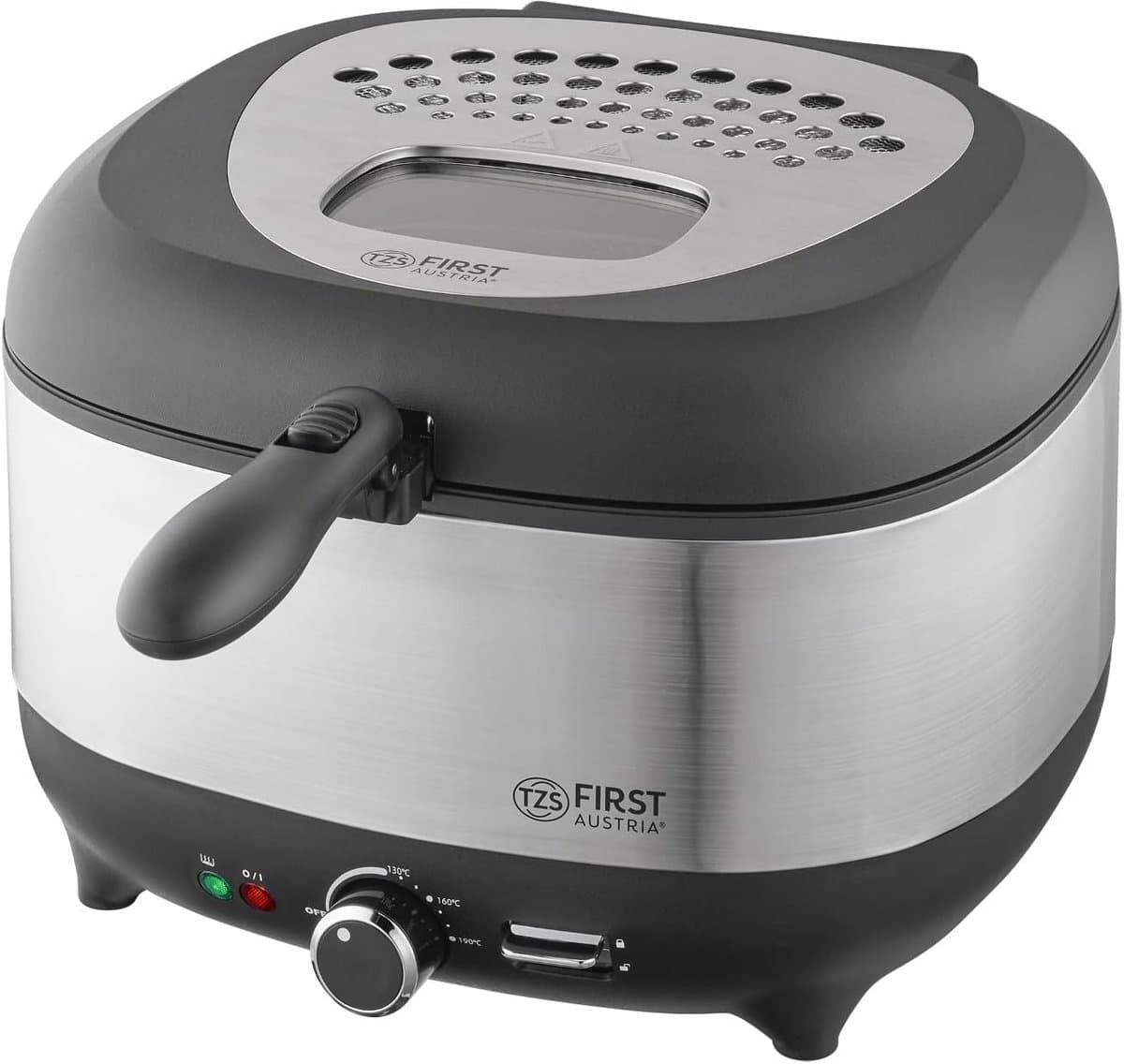 Friteuse met Olie - Compacte Frituurpan - Snelle Snacks Bereiden - Geïsoleerde Mandgreep - 3.5 Liter Capaciteit - Zilverkleurig — afbeelding 1