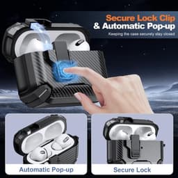Telestore - AirPods Pro 3 Carbon hard case cover - Carbon hybride grijs hoesje Beschermhoes - AirPods pro 3 Cover - hoesje geschikt voor Apple Airpods pro 3 - Zilver / Grijs - Carbon hard cover - met MagSafe functie — thumbnail 4