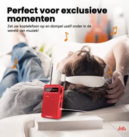 TRANSNECT® - Draagbare Noodradio - Rood - AM/FM - Op Batterijen - Koptelefoonaansluiting - Draagbare Radio - Wereldradio - Noodpakket Must Have - Zakradio - Voor Rampen - Kleine - Transistor Radio - Telescopische Antenne — thumbnail 5