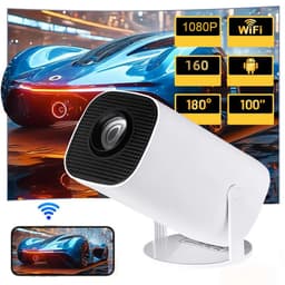 Mini Projector - 5G WiFi Bluetooth Beamer - 2+16G RAM - 200 ANSI - 1080P - Android 12.0 - Bluetooth 5.0 - 180° Verstelbaar & Auto Keystone - Wit - Dubbele luidsprekers - Groot scherm van 30–200 inch — thumbnail 3