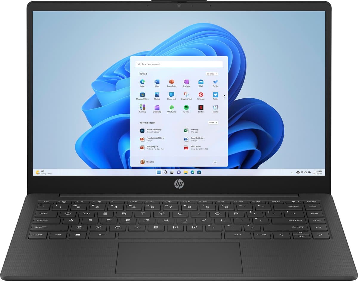 HP 14-em0959nd AMD Ryzen™ 5 7520U Laptop 35,6 cm (14") Full HD 8 GB LPDDR5-SDRAM 512 GB SSD Wi-Fi 6 (802.11ax) Windows 11 Home Zwart — afbeelding 1